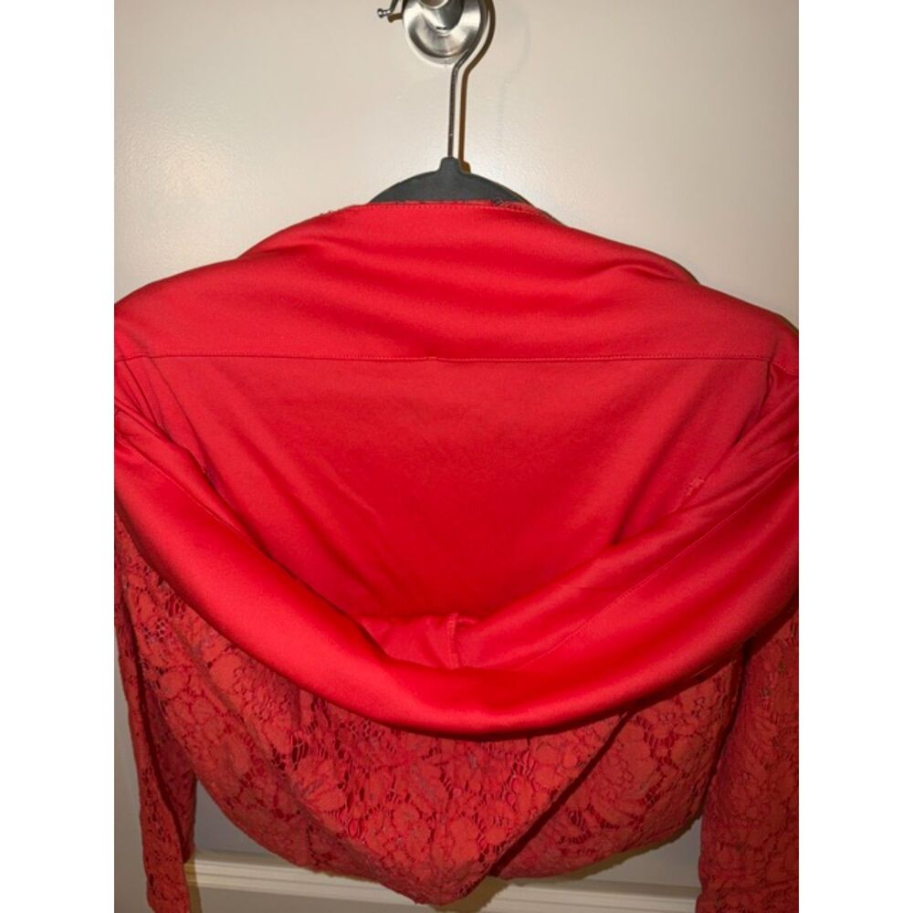 Vince Camuto Women’s Red Floral Lace Shift Dress Size 4 Exposed Back Zip - Picture 3 of 6